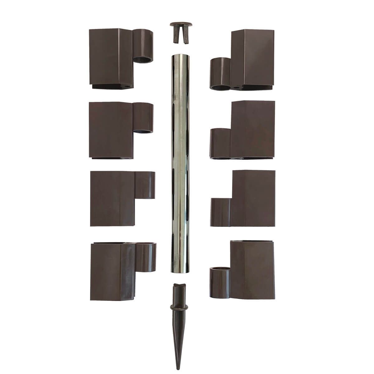 Łącznik do grządek podwyższonych, z kotwą, regulowany, brązowy – zestaw 4 szt.