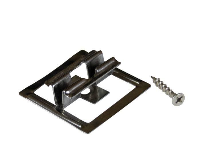 Klips montażowy ze stali nierdzewnej U11 + wkręt - 1 szt. Klips montażowy ze stali nierdzewnej U11 + wkręt - 1 szt.