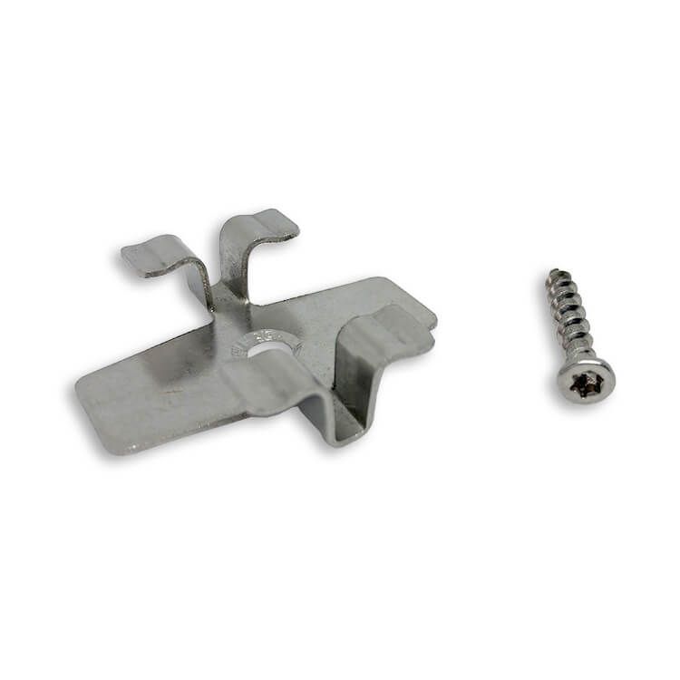 Klips montażowy ze stali nierdzewnej L-8 do deski Premium + wkręt – 100 szt.