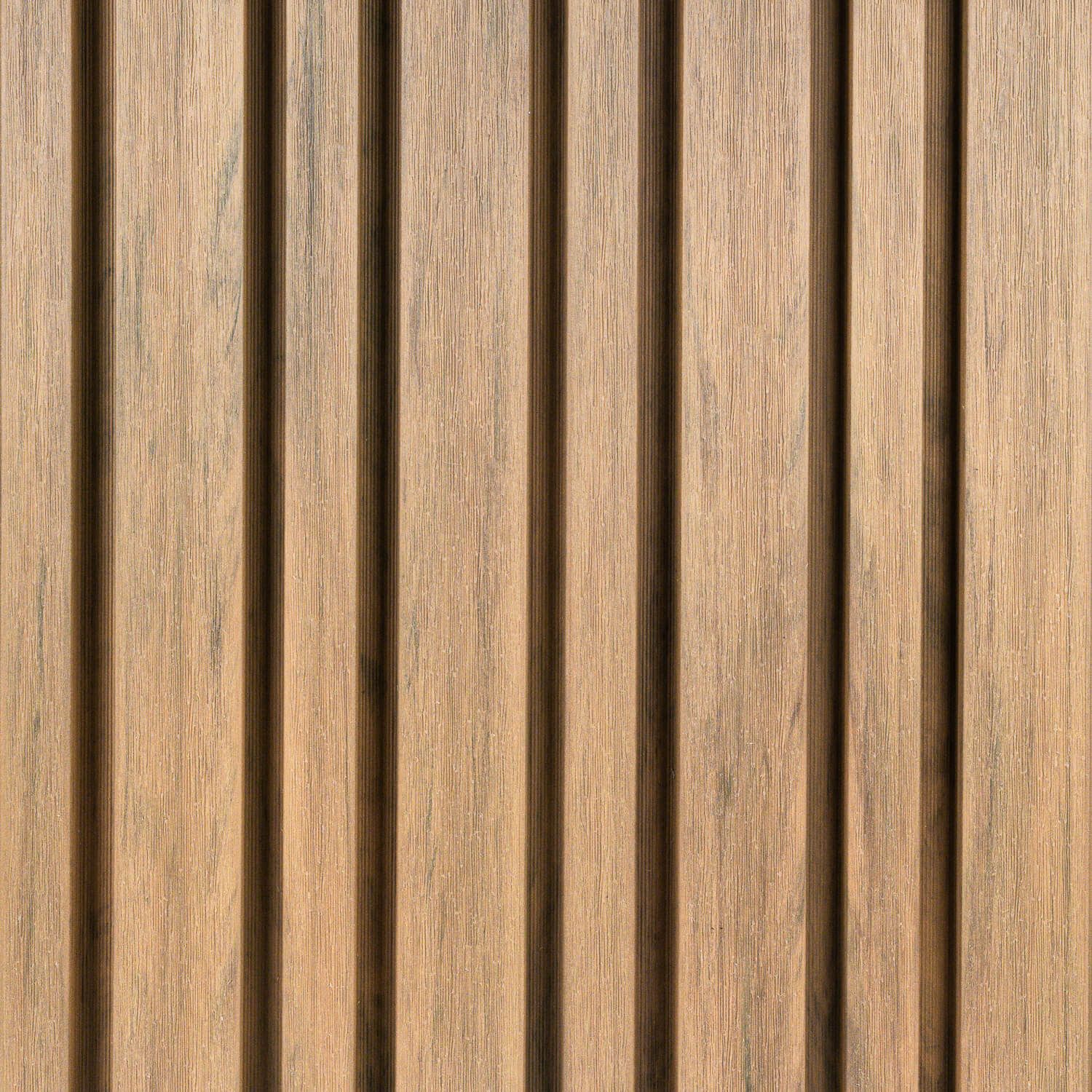 Premium Asymmetrical Composite Slatted Cladding Board Winchester Oak – 2,9 m Premium Asymmetrical Composite Slatted Cladding Board Winchester Oak – 2,9 m