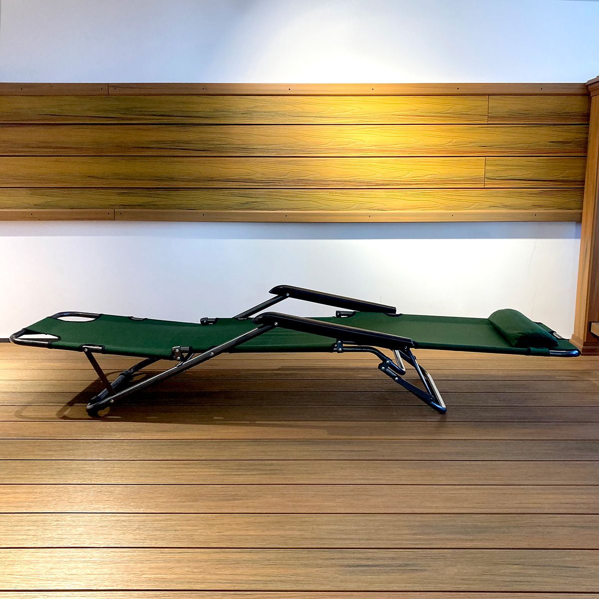 Leżak Składany Ogrodowy Zielony 178x88x60 cm Łóżko Polowe