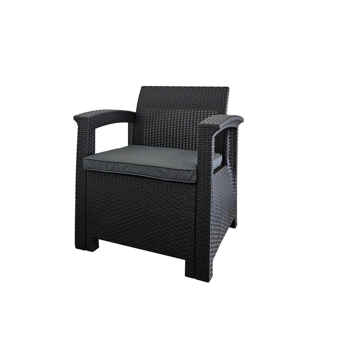 Zestaw Mebli Ogrodowych z technorattanu 4-osobowy Aura Antracyt