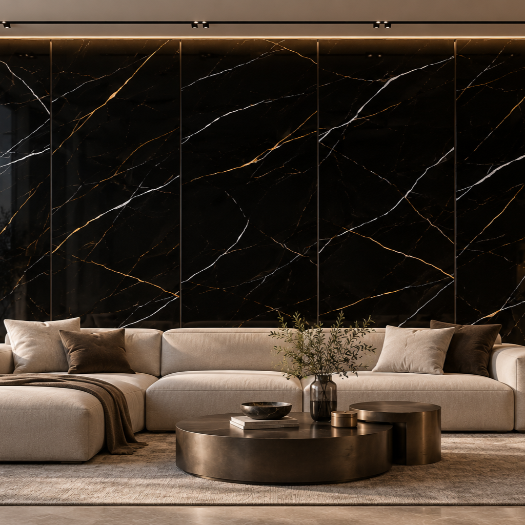 Wall Panel SPC Marquina Black Marble Glossy 120 x 280 cm 4 mm Wall Panel SPC Marquina Black Marble Glossy 120 x 280 cm 4 mm