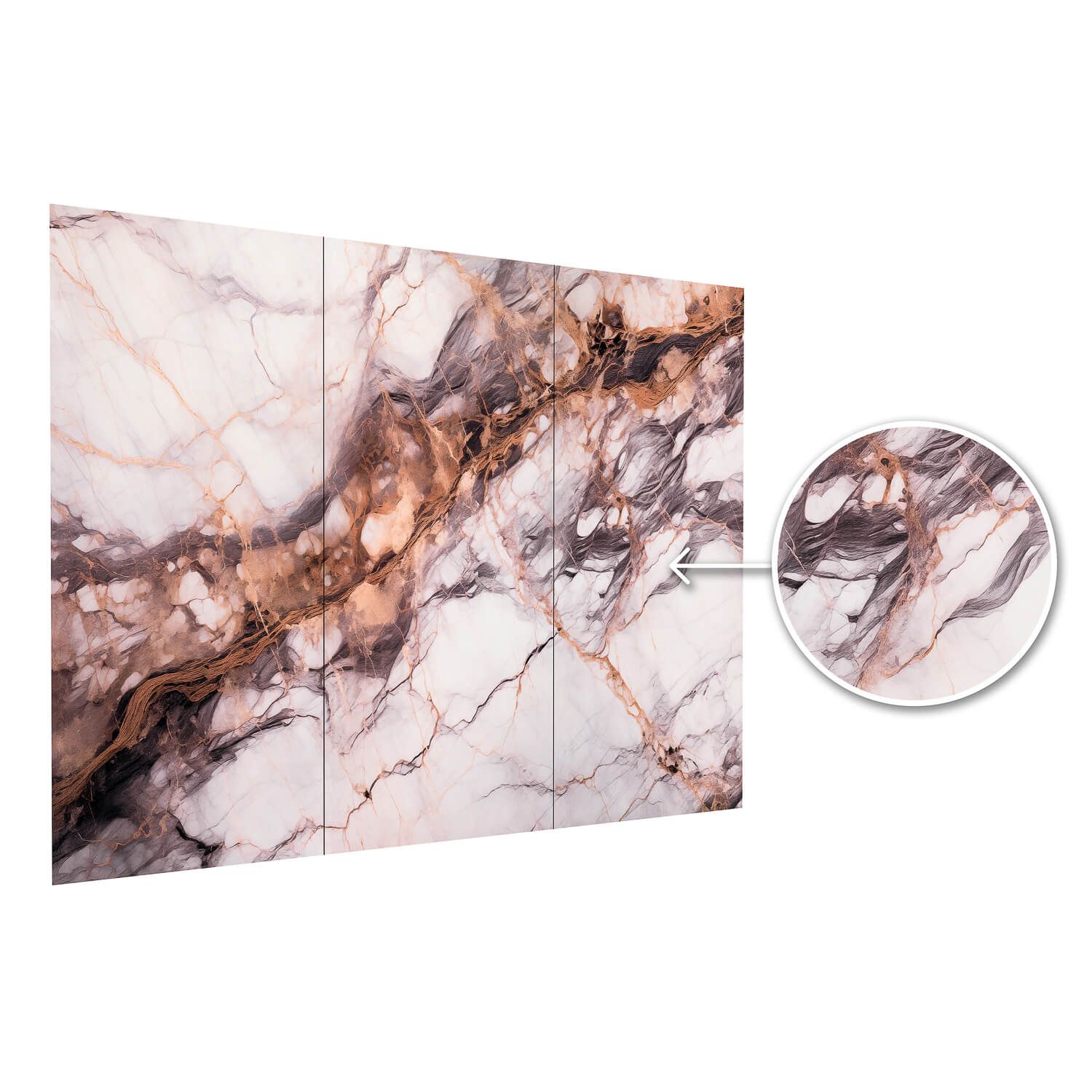 Wall Panel XXL Breccia Copper Glossy 120 x 280 cm 3 mm – Set of 3 (ABC)