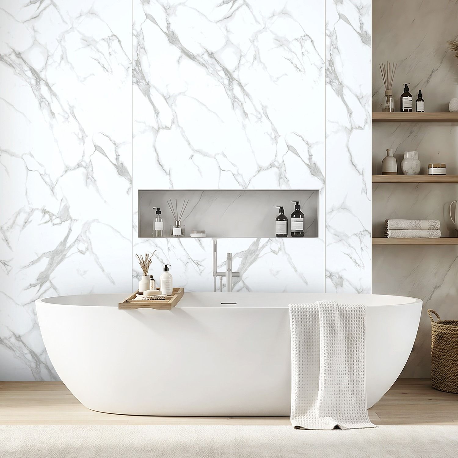 Wall Panel SPC Calacatta White Marble Glossy 120 x 280 cm 4 mm Wall Panel SPC Calacatta White Marble Glossy 120 x 280 cm 4 mm