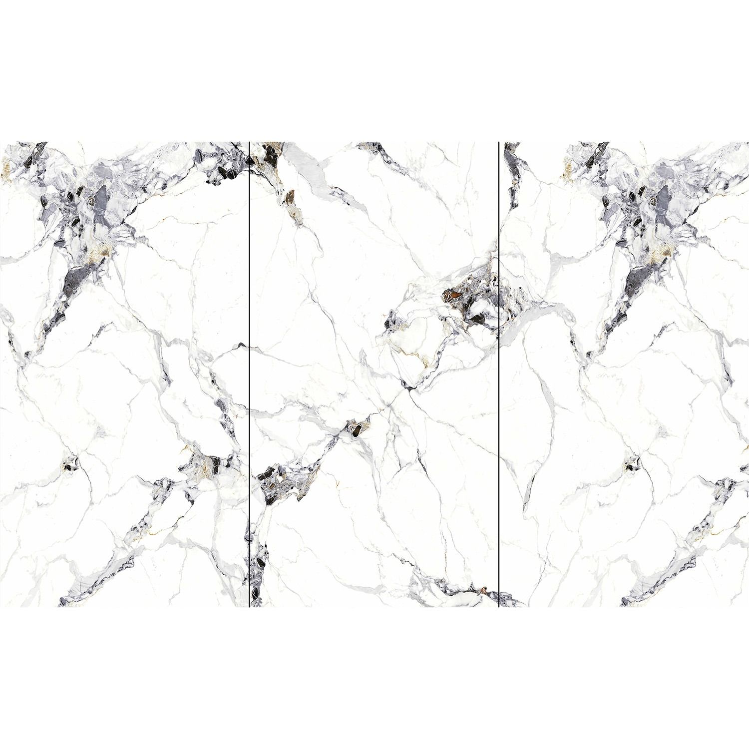 Wall Panel SPC Carrara White Marble Glossy 280 x 360 cm 4 mm - Set of 3 (ABC)