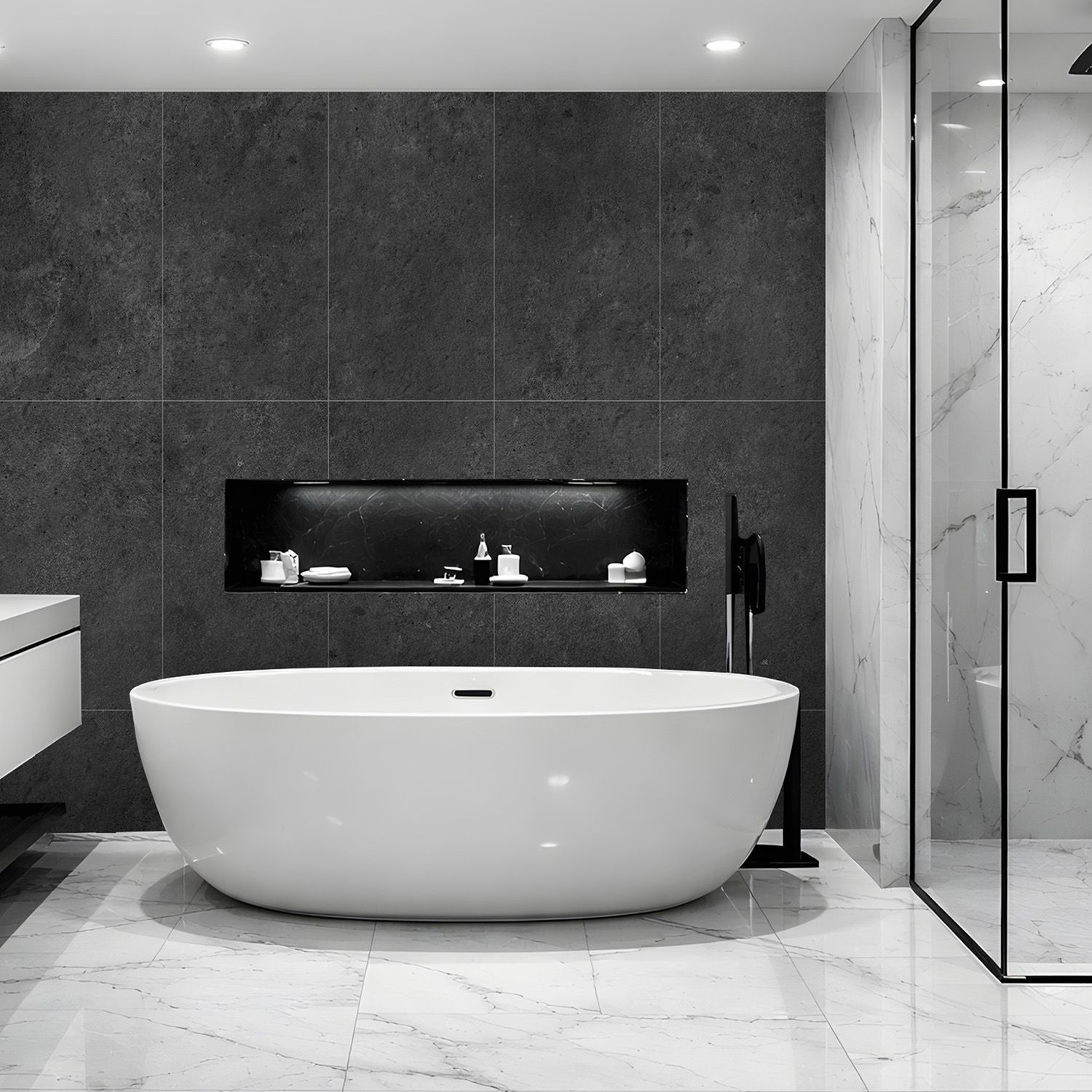 Wall Panel SPC Limestone Black Stone Matt 60 x 120 4 mm Wall Panel SPC Limestone Black Stone Matt 60 x 120 4 mm