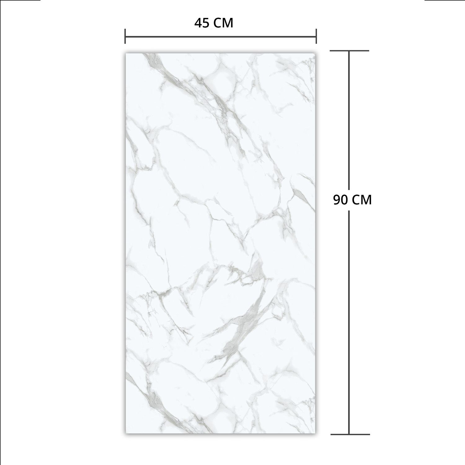 SPC Vinyl Floor Panel Calacatta White Marble Glossy 45 × 90 cm, 4 mm