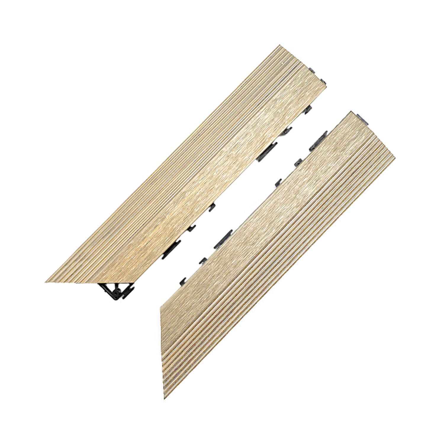 Premium Composite Decking Tile Left Corner Ecru