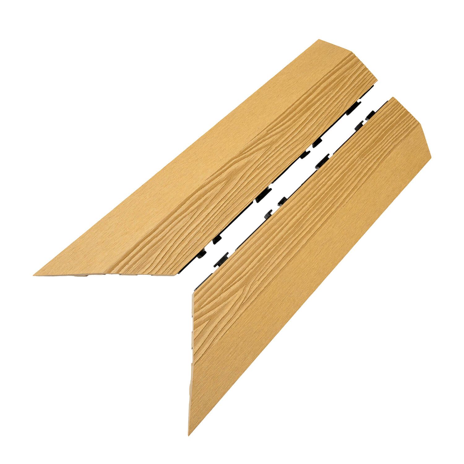3D Composite Right Corner Decking Tile Honey Teak 3D Composite Right Corner Decking Tile Honey Teak