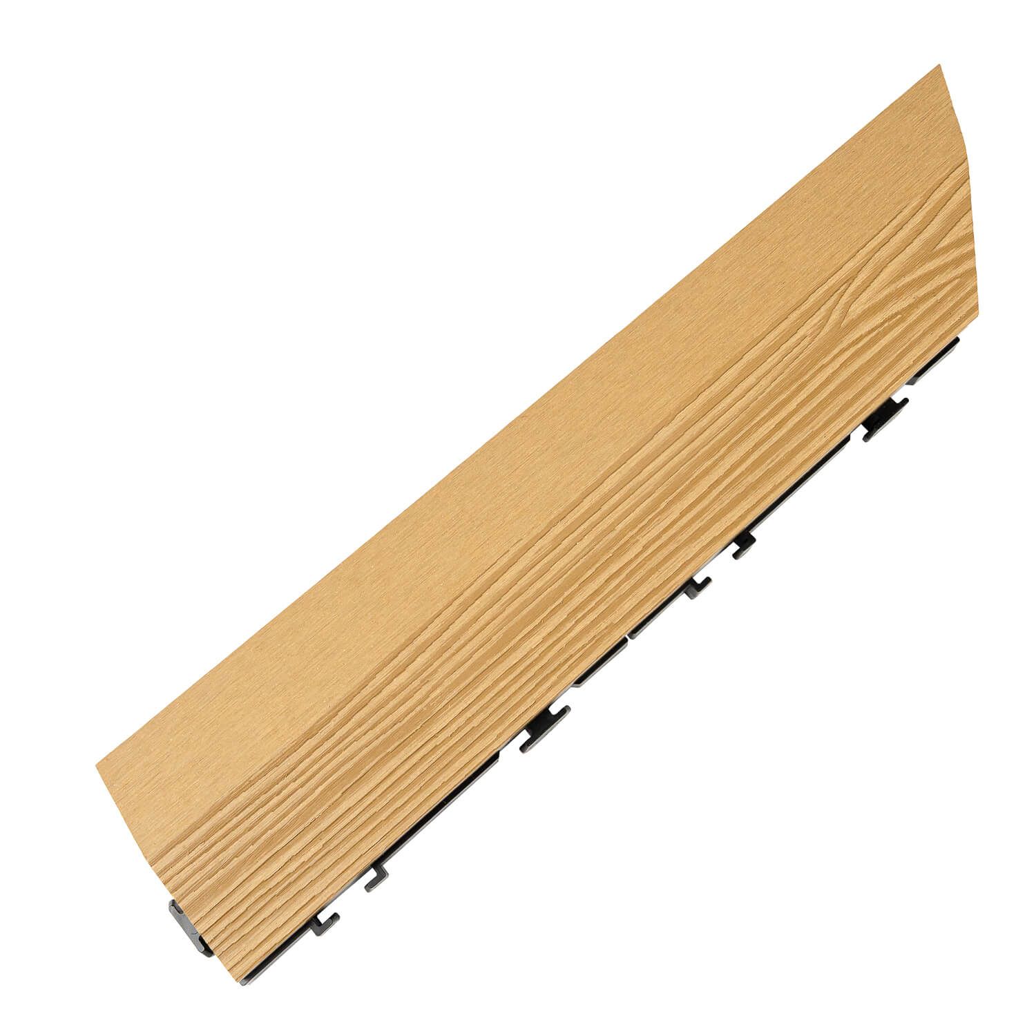 3D Composite Left Corner Decking Tile Honey Teak 3D Composite Left Corner Decking Tile Honey Teak