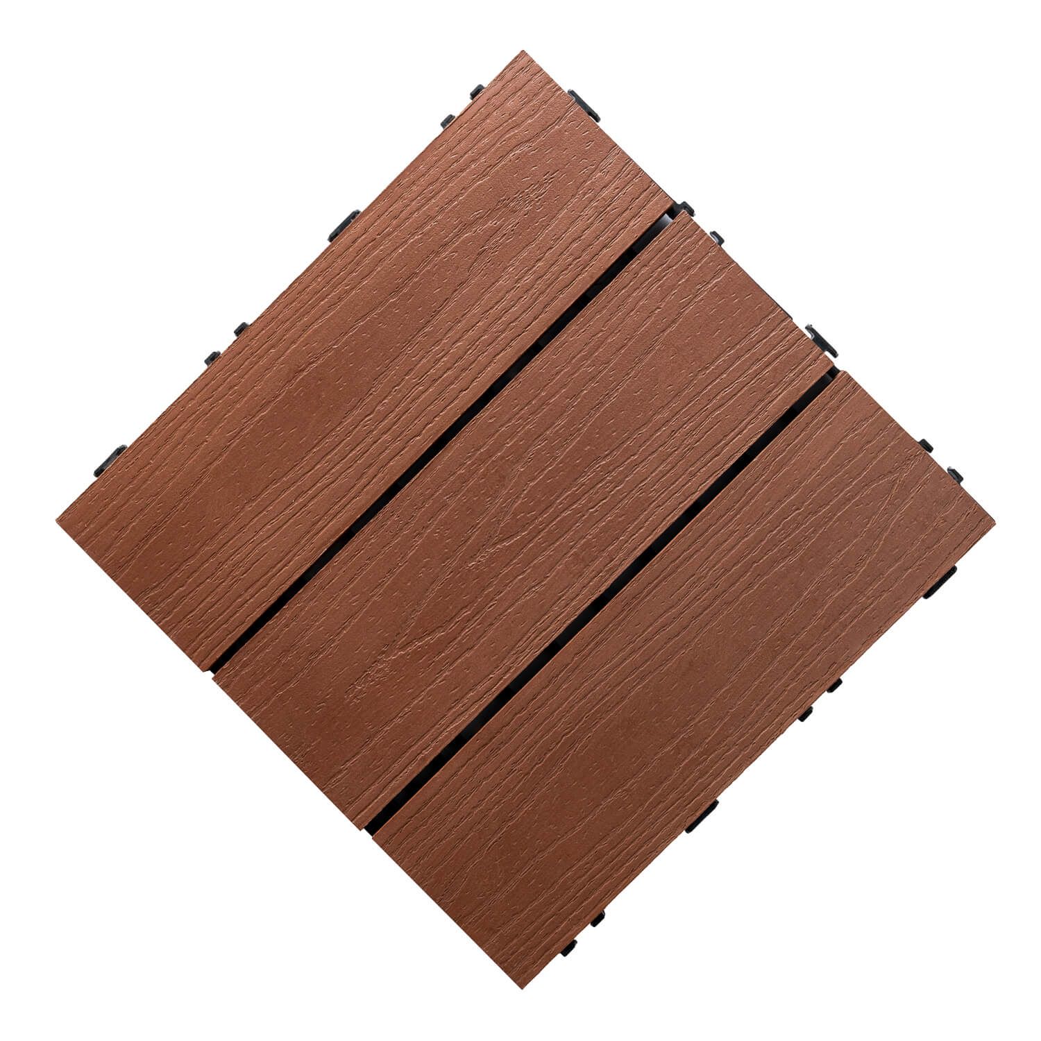 3D Solid Composite Decking Tile Mahogany 30 x 30 x 2,5 cm