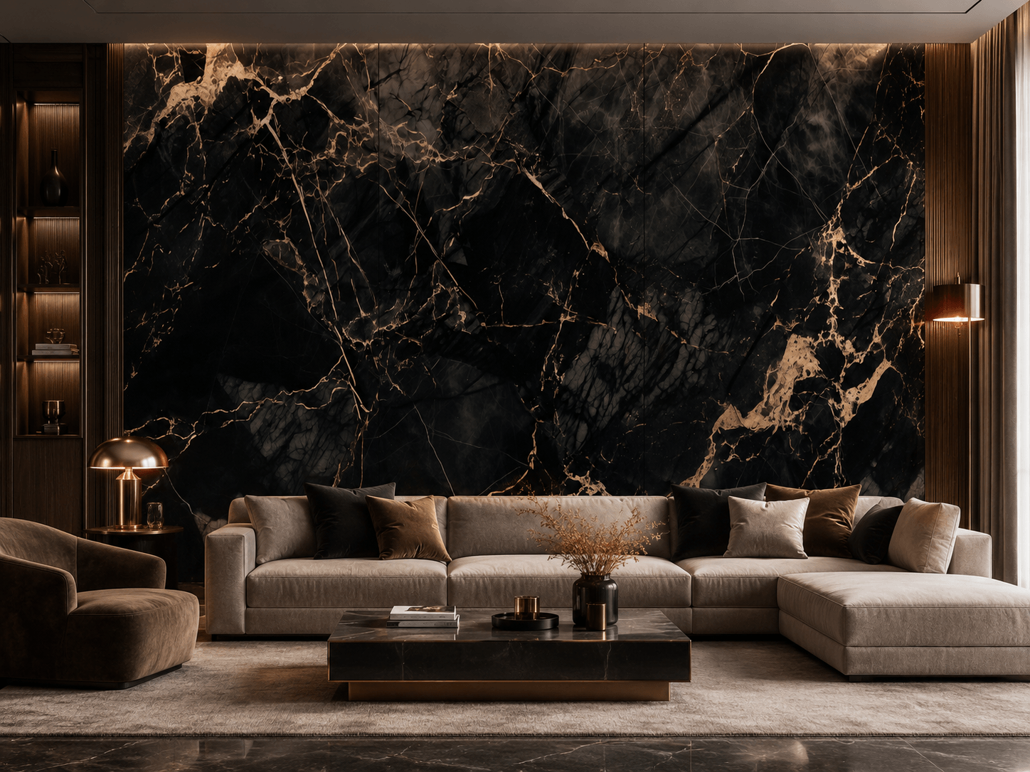 Wall Panel XXL Portoro Black Glossy 120 x 280 cm 3 mm – Set of 3 (ABC)