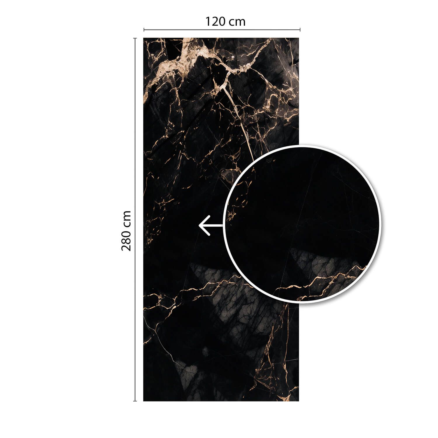 Wall Panel XXL Portoro Black Glossy 120 x 280 cm 3 mm (A)