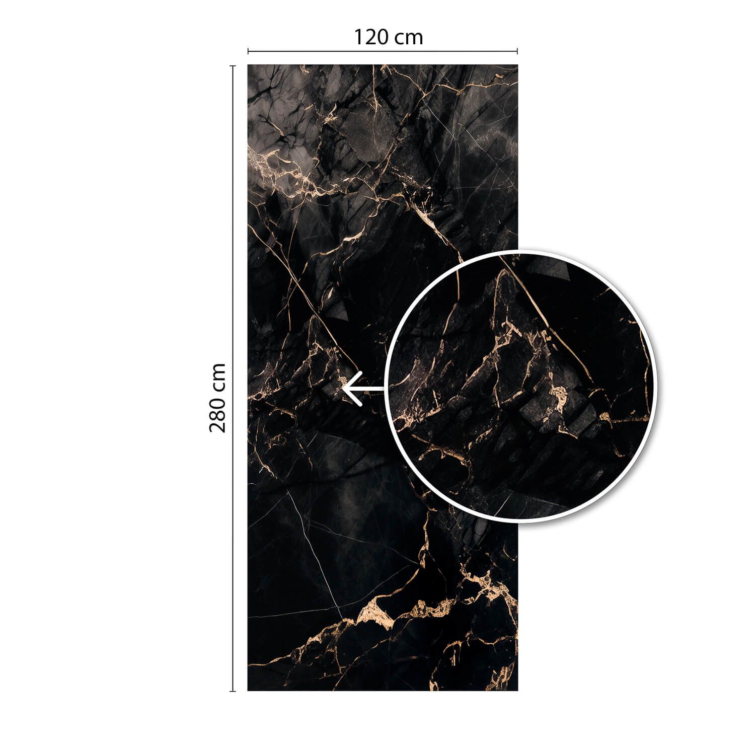 Wall Panel XXL Portoro Black Glossy 120 x 280 cm 3 mm (B)