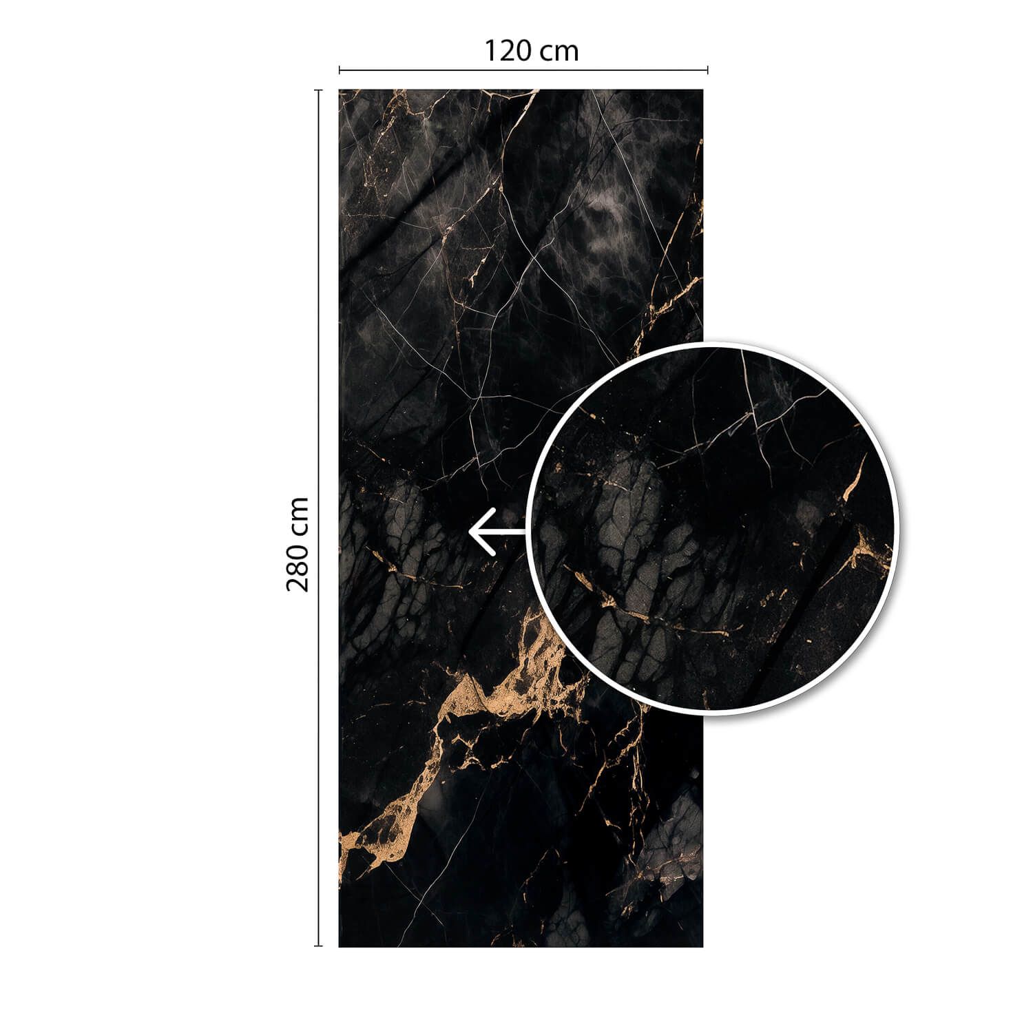 Wall Panel XXL Portoro Black Glossy 120 x 280 cm 3 mm (C)