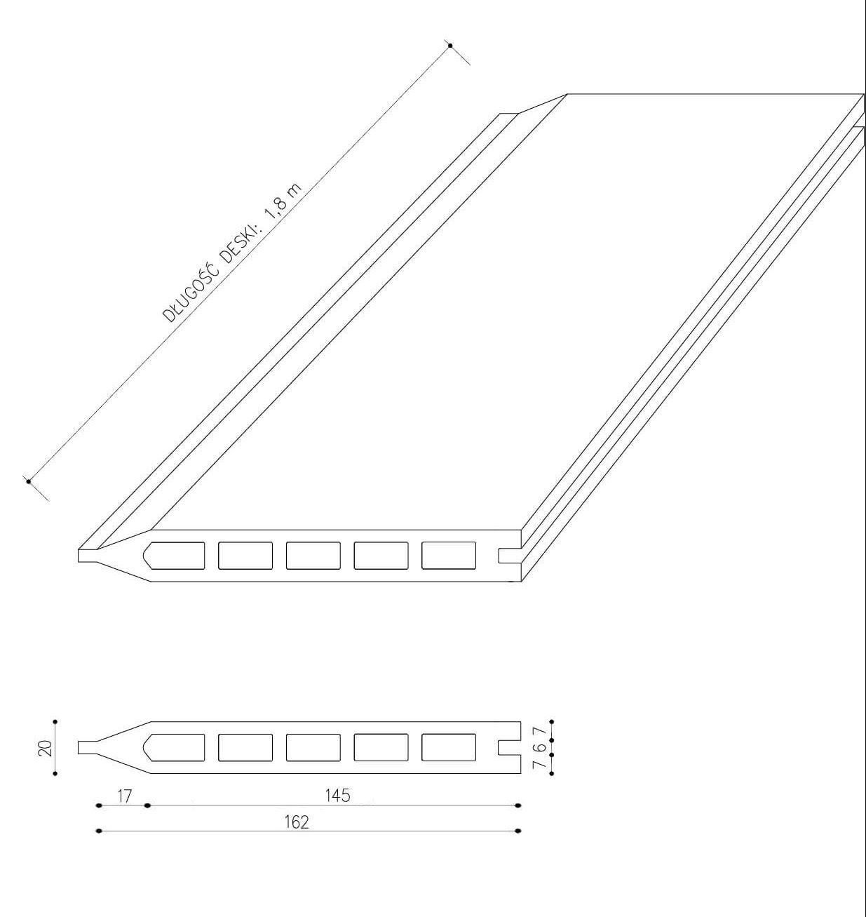 Deska Ogrodzeniowa Standard Brąz 162 x 20 mm – dł. 1,8 m