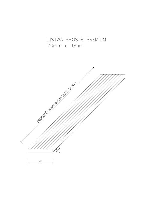 Listwa Kompozytowa Prosta Premium Natural Wood 70x10 mm – dł. 2,9 m