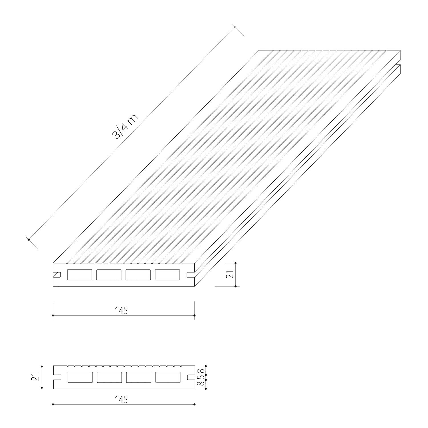 Timber Composite Decking Board Larch – 3 m