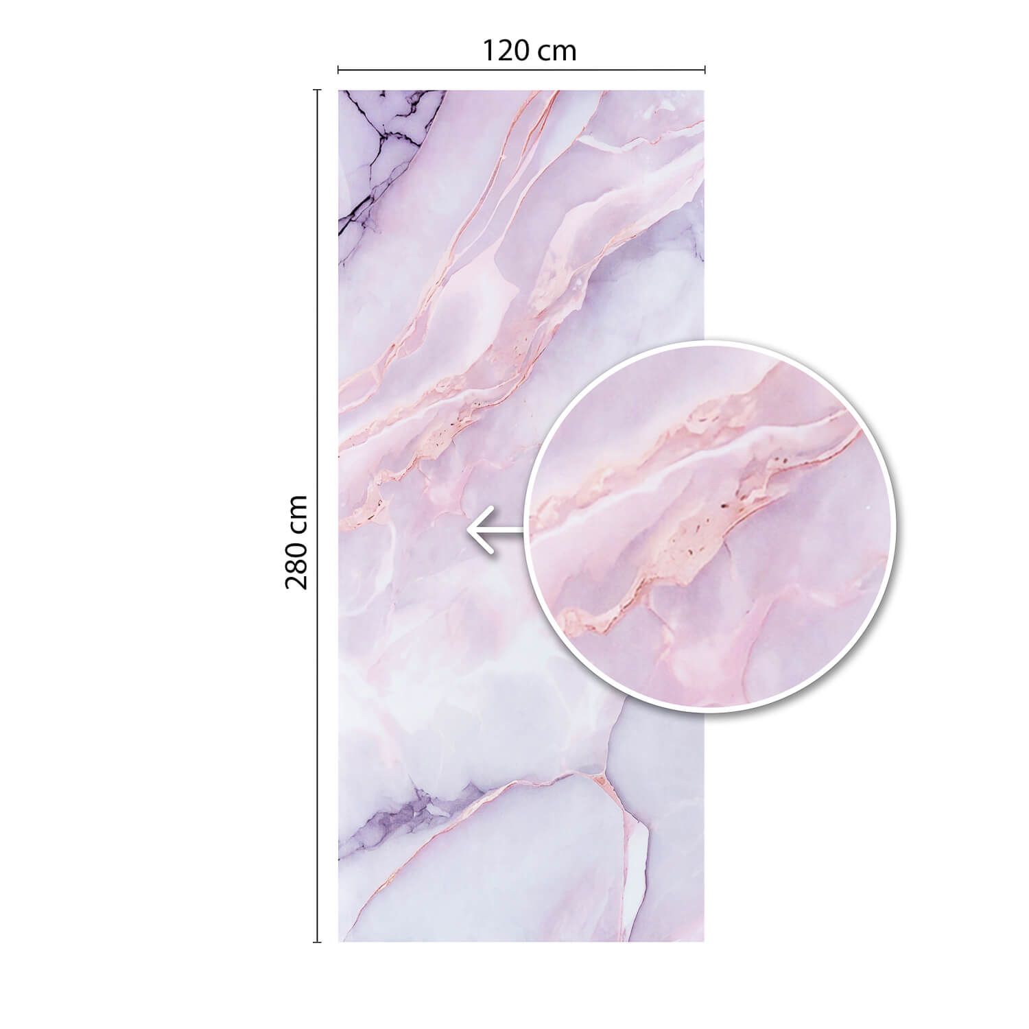 Wall Panel XXL Statuario Pink Glossy 120 x 280 cm 3 mm (A)