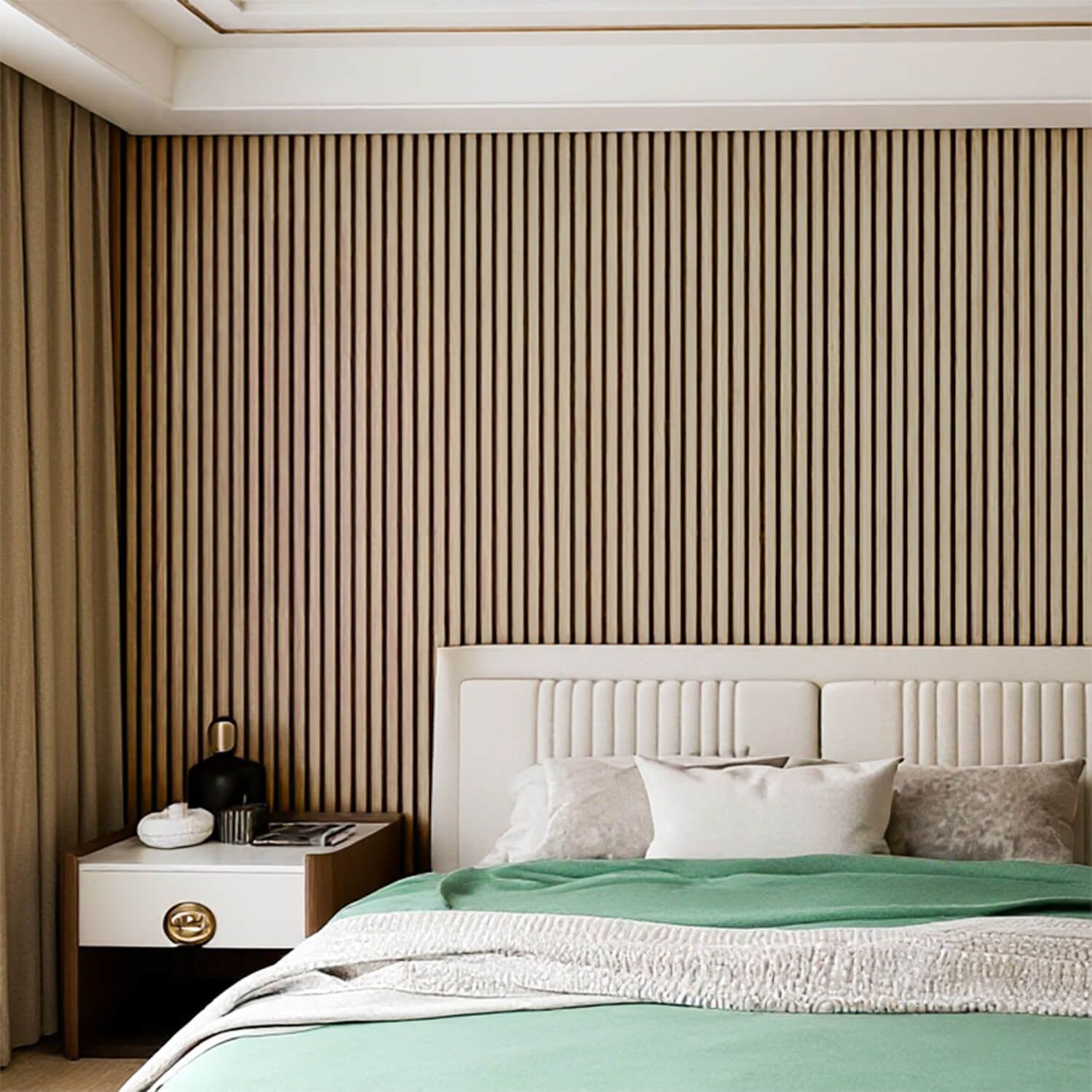 Lamele ścienne akustyczne na filcu Dąb Jasny 2,1 x 30,5 cm – dł. 2,7 m