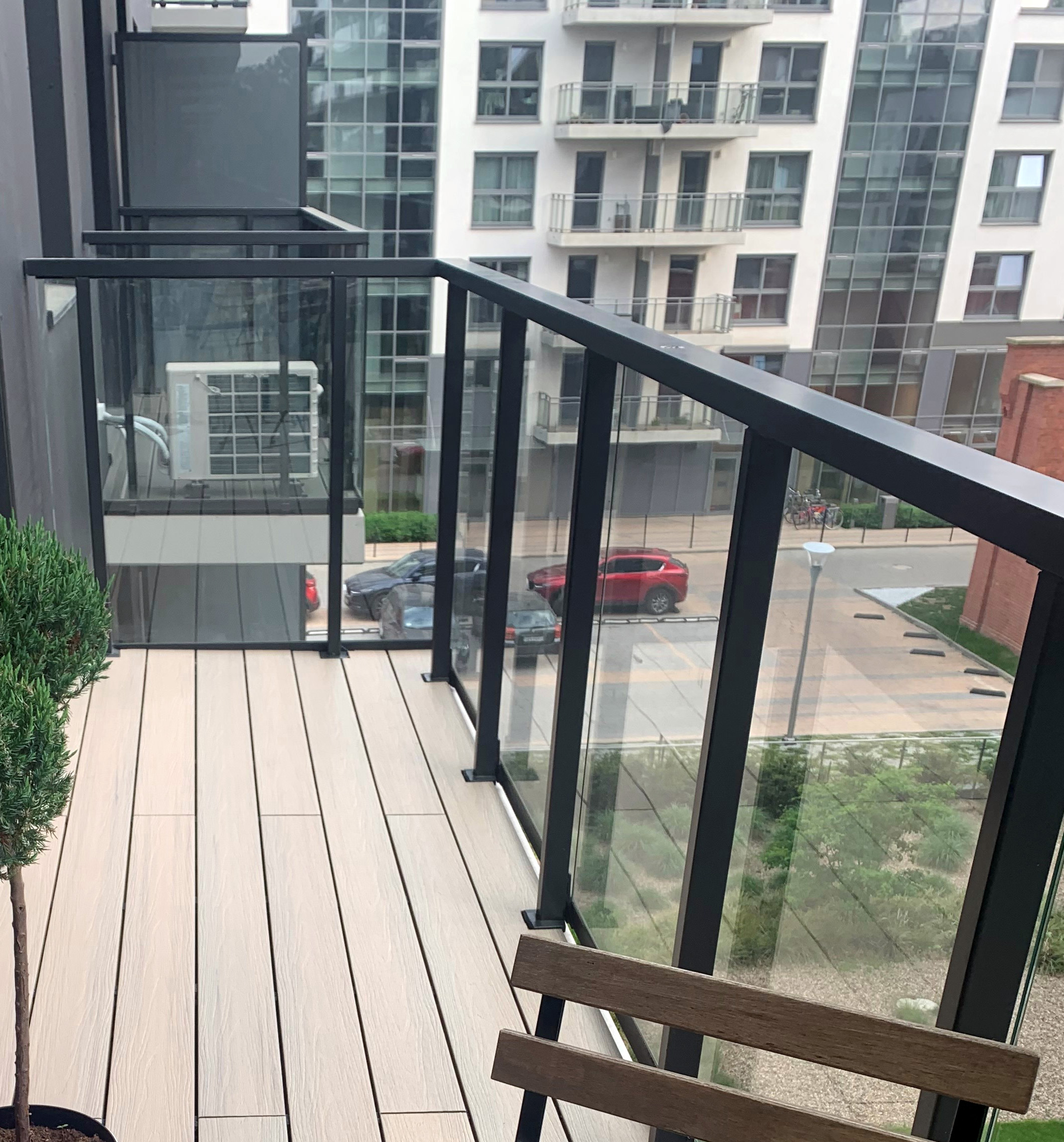 Balcony made of composite decking board Premium Ecru