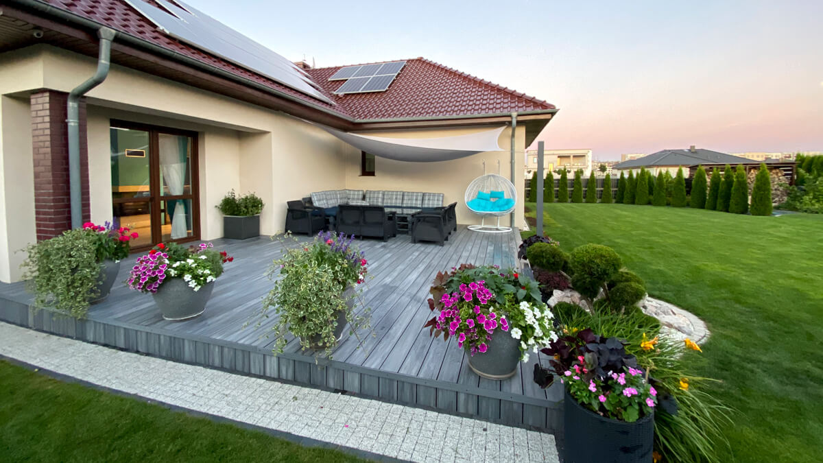 Terrace Made of Premium Gray Composite Decking Boards
