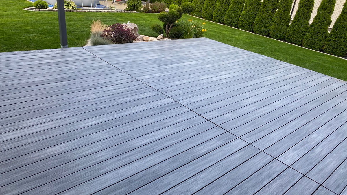Terrace Made of Premium Gray Composite Decking Boards