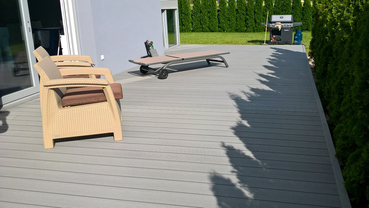 Terrace made of composite decking board Standard Light Gray