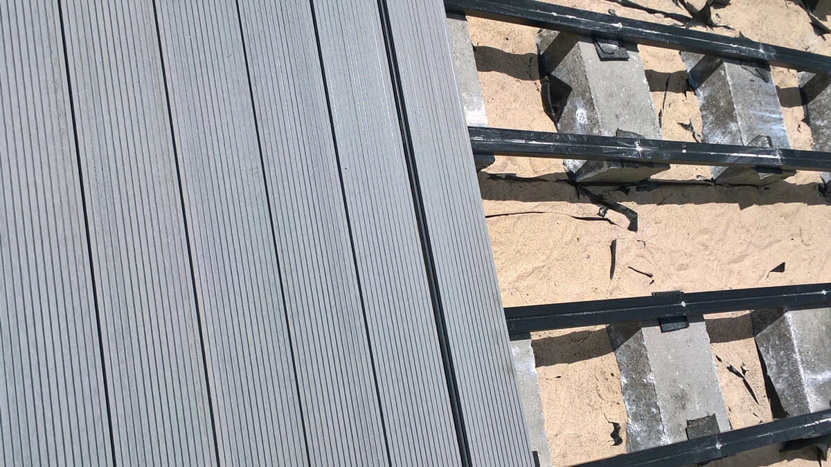 Terrace made of composite decking board Standard Light Gray