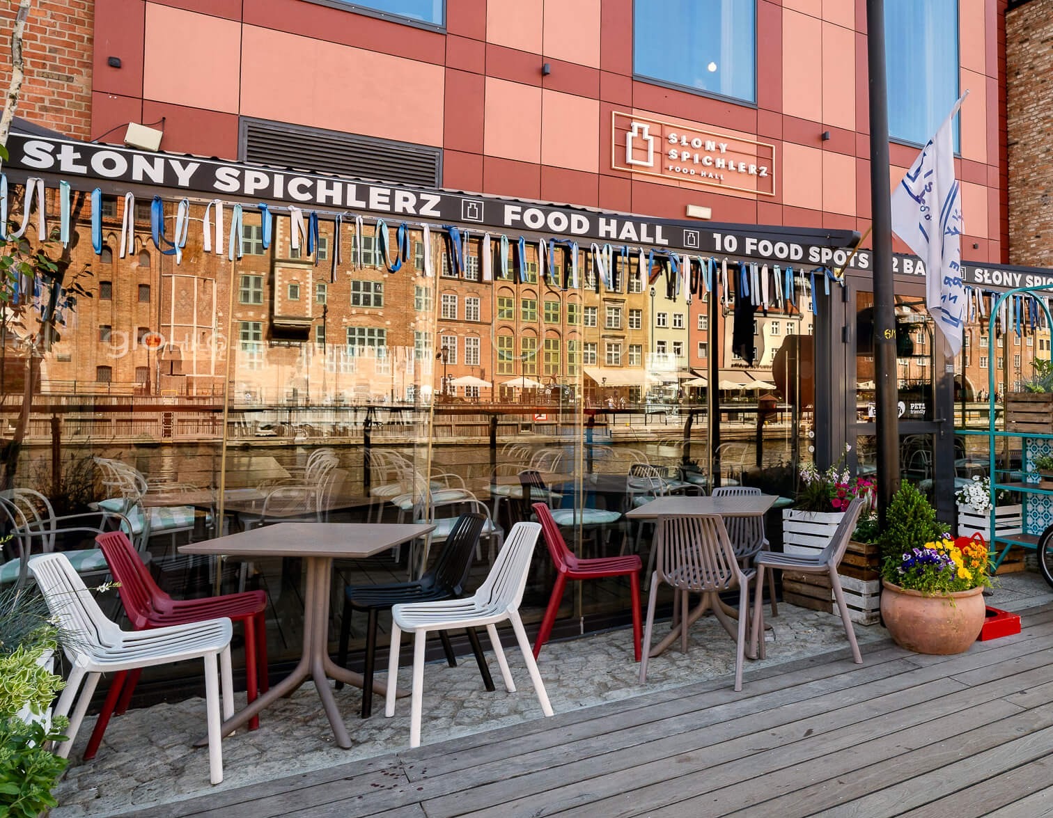 Premium Amber Antique Composite Decking in a Restaurant Interior
