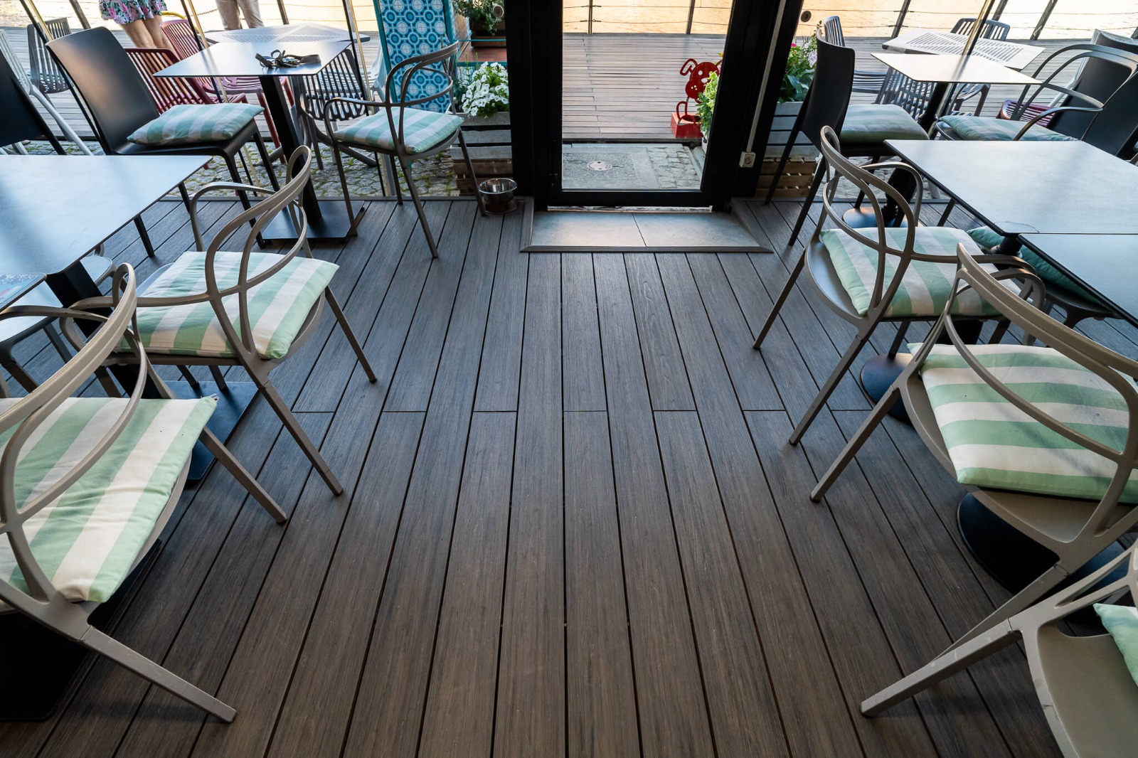 Premium Amber Antique Composite Decking in a Restaurant Interior