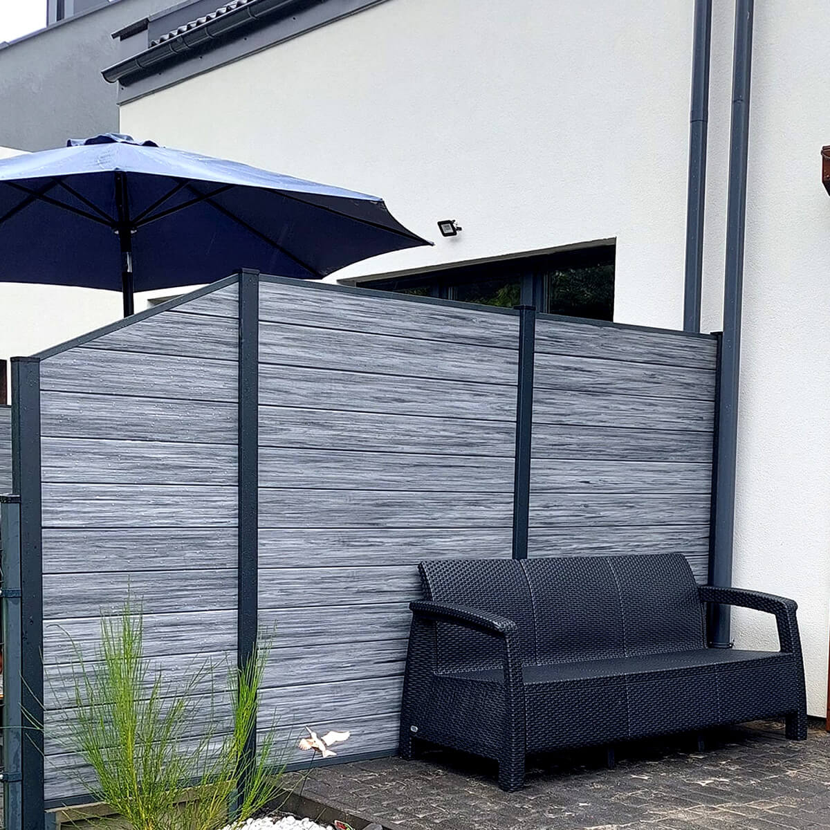 Modern Terrace Screen from Premium Gray Fence Boards