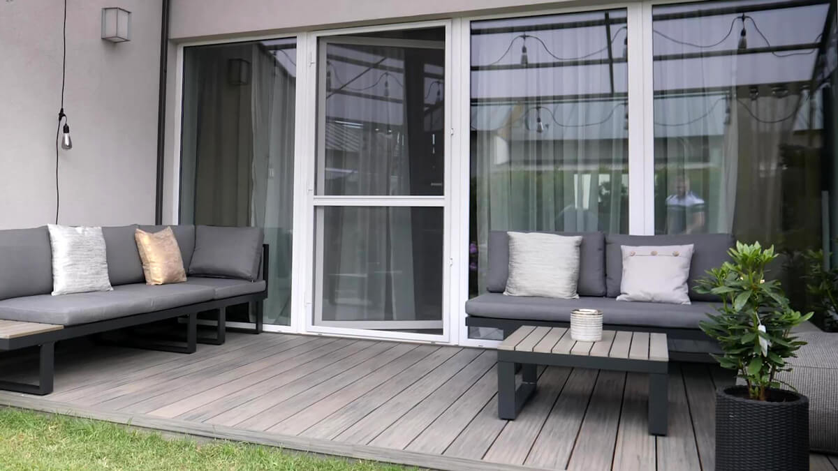 Low terrace made of composite decking board Premium Antique