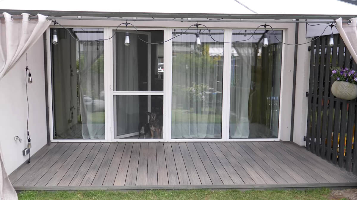 Low terrace made of composite decking board Premium Antique