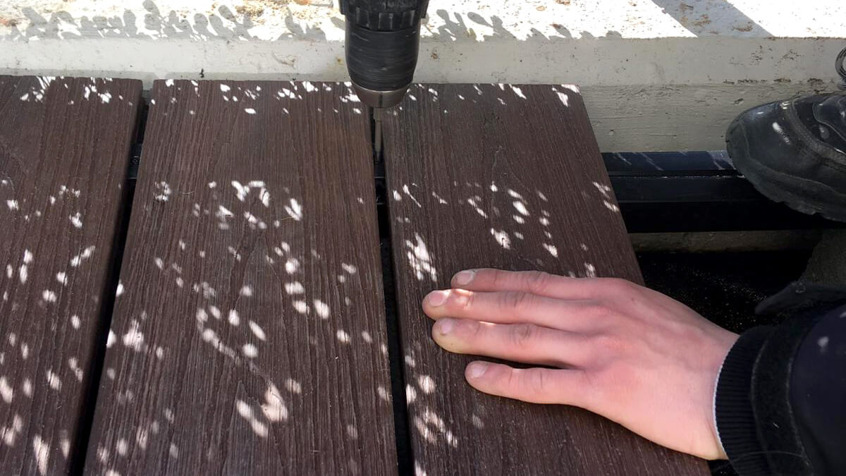 Terrace made of composite decking board 3D Brown