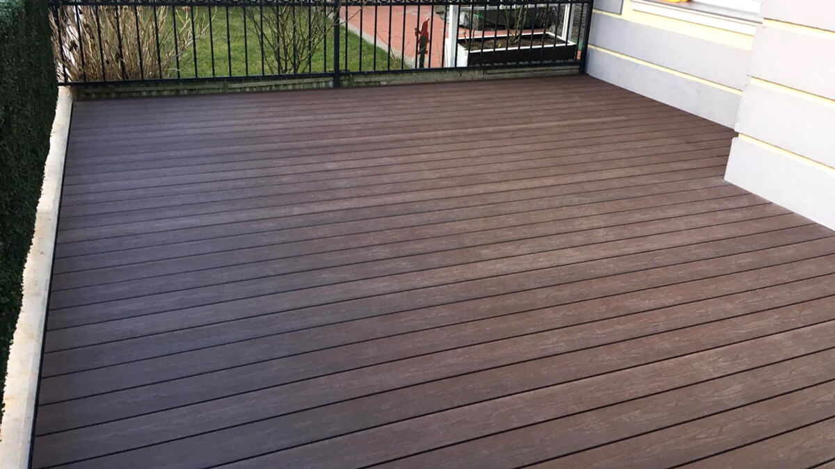 Terrace made of composite decking board 3D Brown