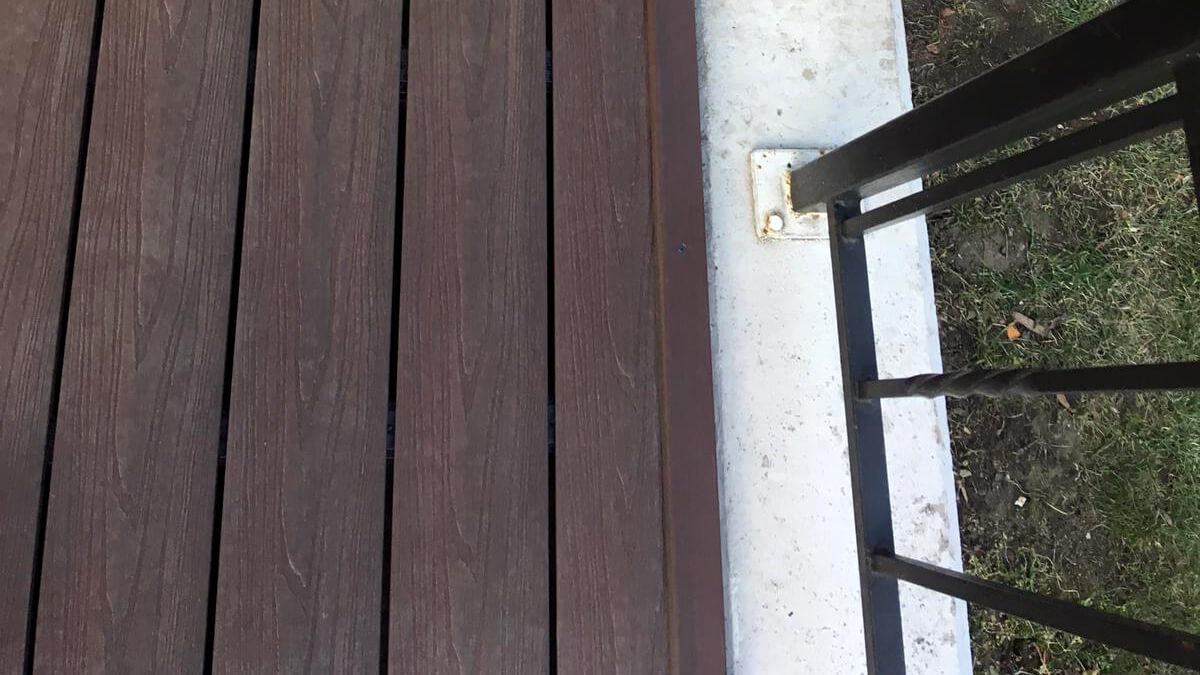 Terrace made of composite decking board 3D Brown