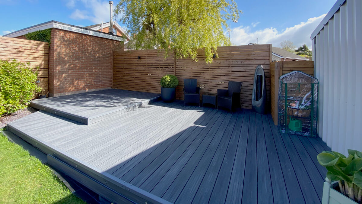 Terrace made of composite decking board Premium Gray