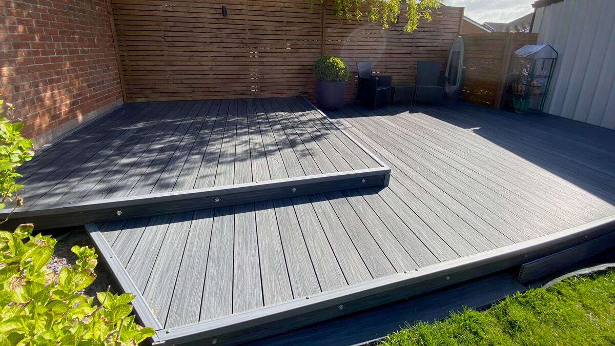 Terrace made of composite decking board Premium Gray
