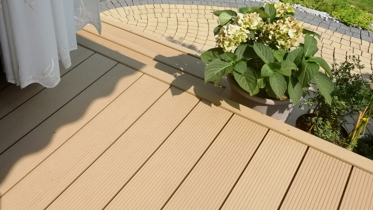 Terracce with stairs - WPC decking board Honey Teak