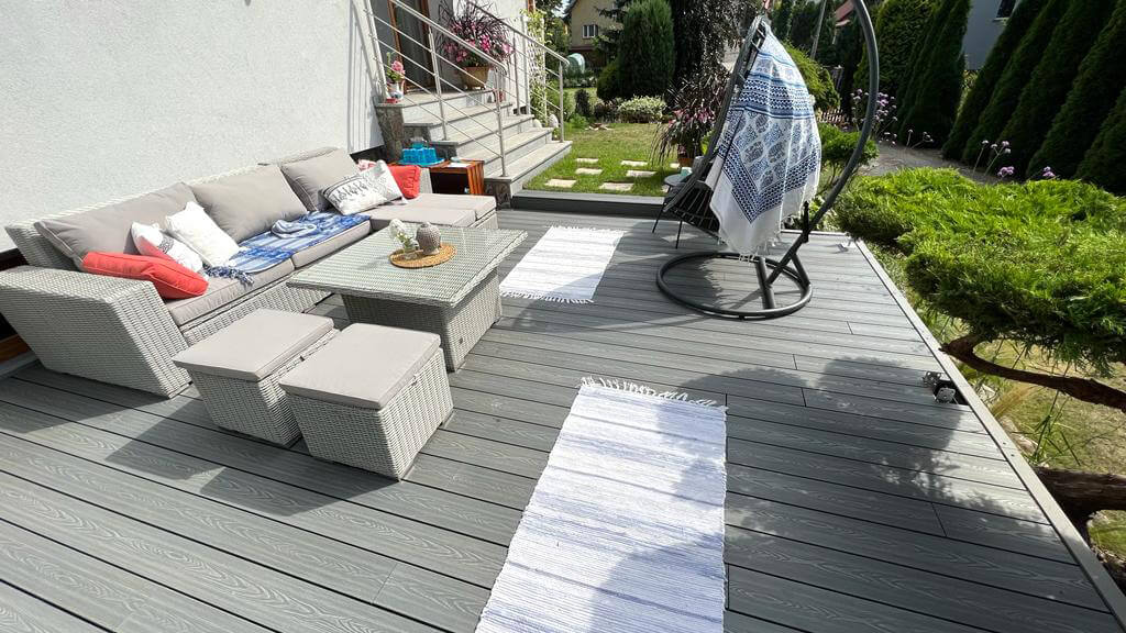 Terrace arrangement - composite decking board 3D Gray