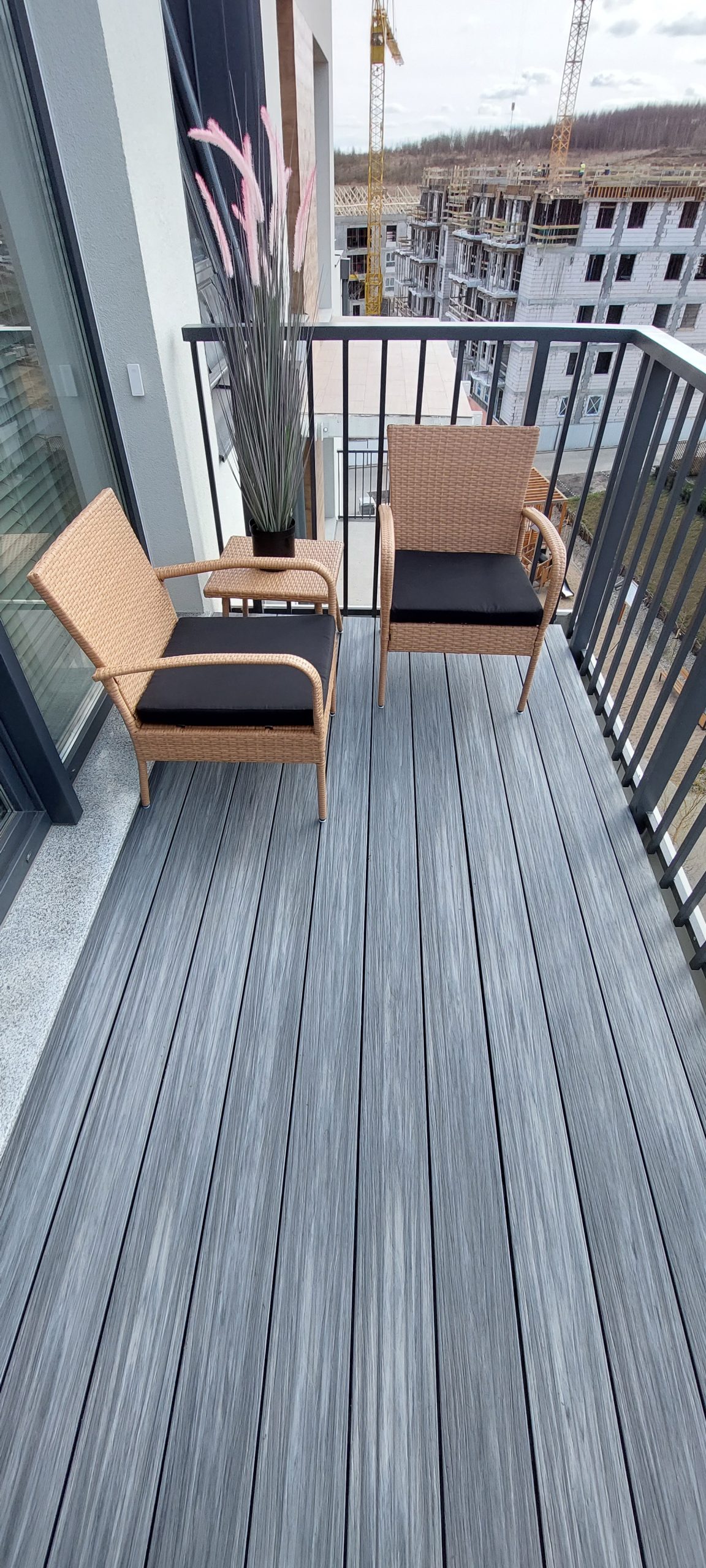 Balcony with Premium Gray composite boards – urban style