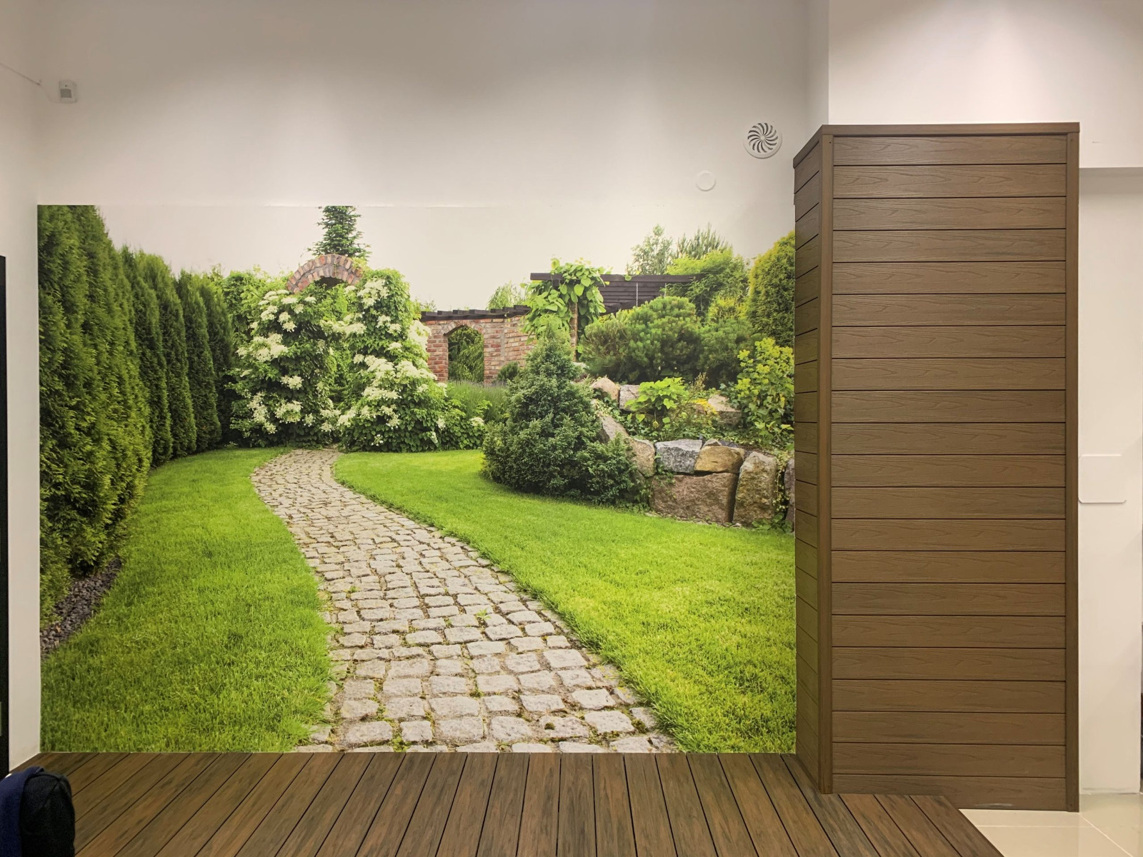 Premium Teak cladding board display in the Gdynia showroom