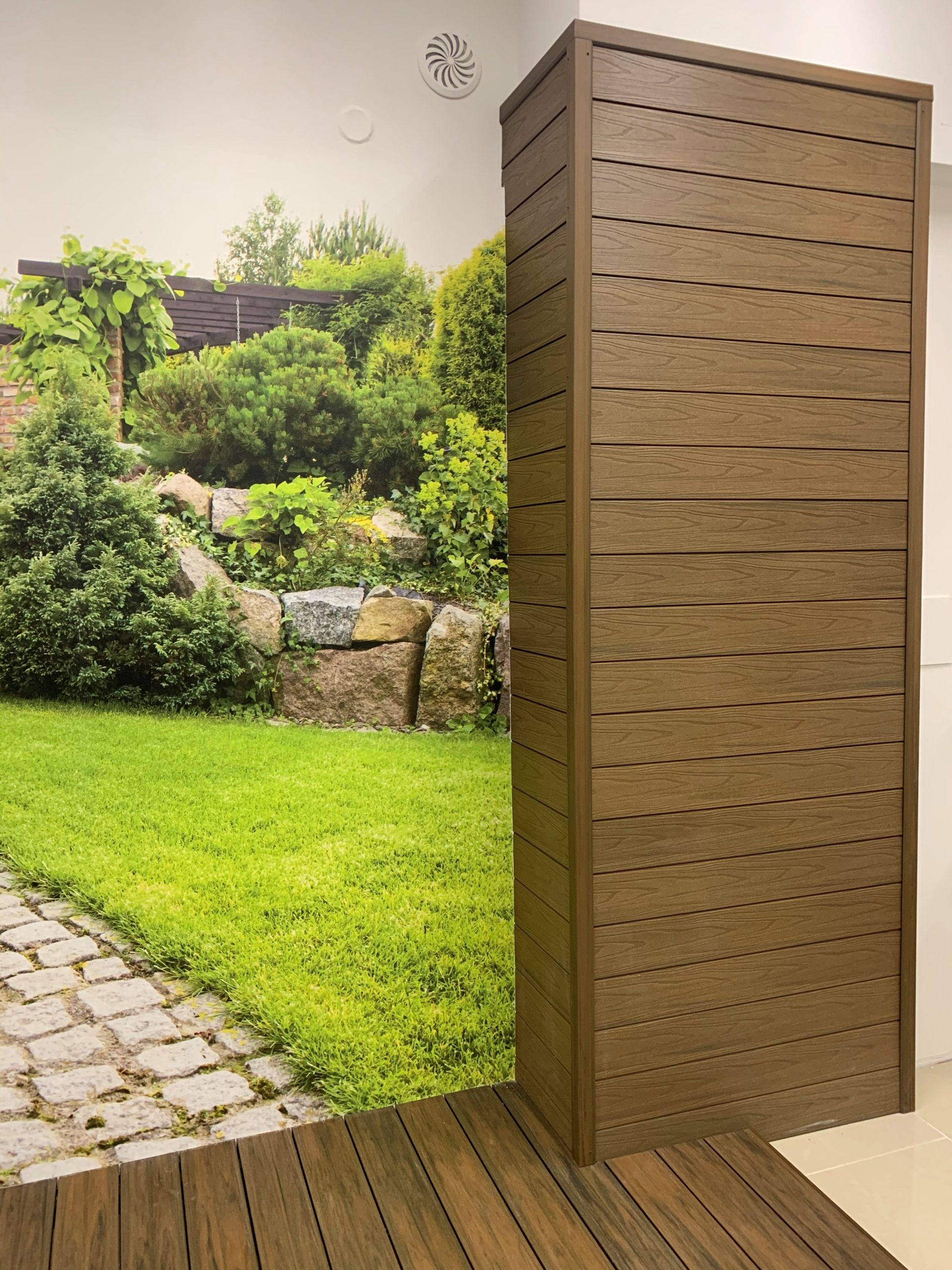 Premium Teak cladding board display in the Gdynia showroom