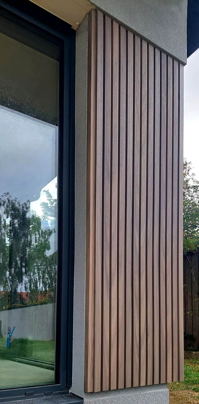 Louvered façade – composite slats, Antique