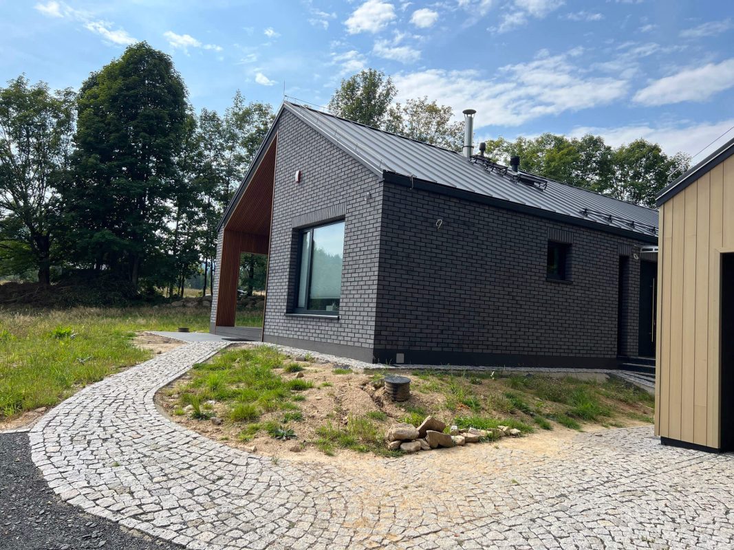 Amber 3D composite slats on building facade