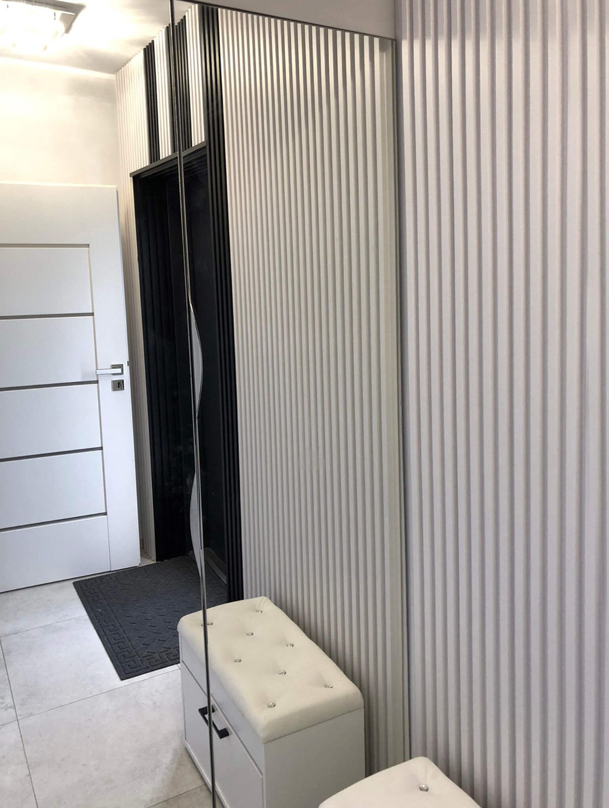 Door Cladding - Interior Slatted Wall Panels Satin Black and White