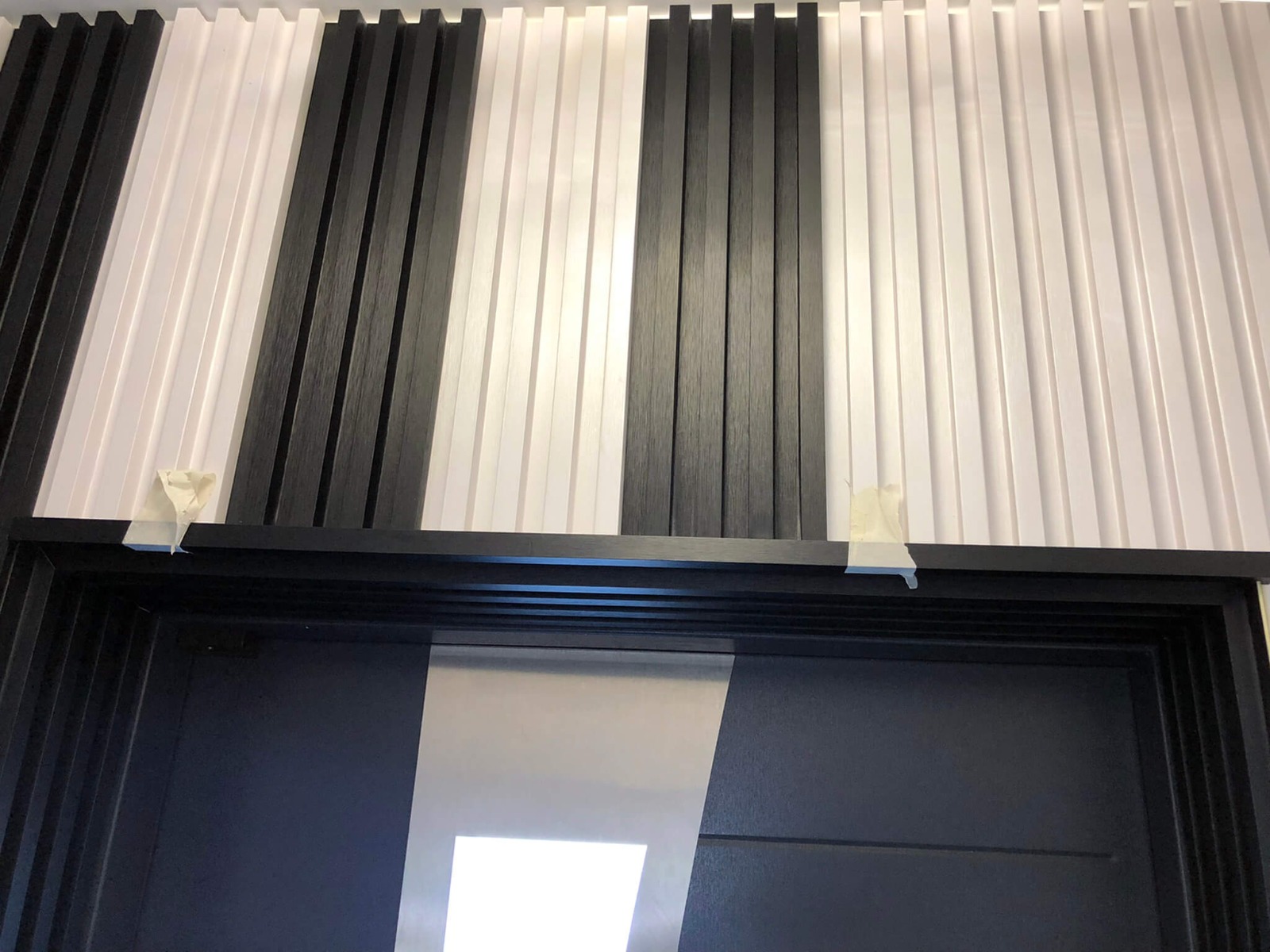 Door Cladding - Interior Slatted Wall Panels Satin Black and White