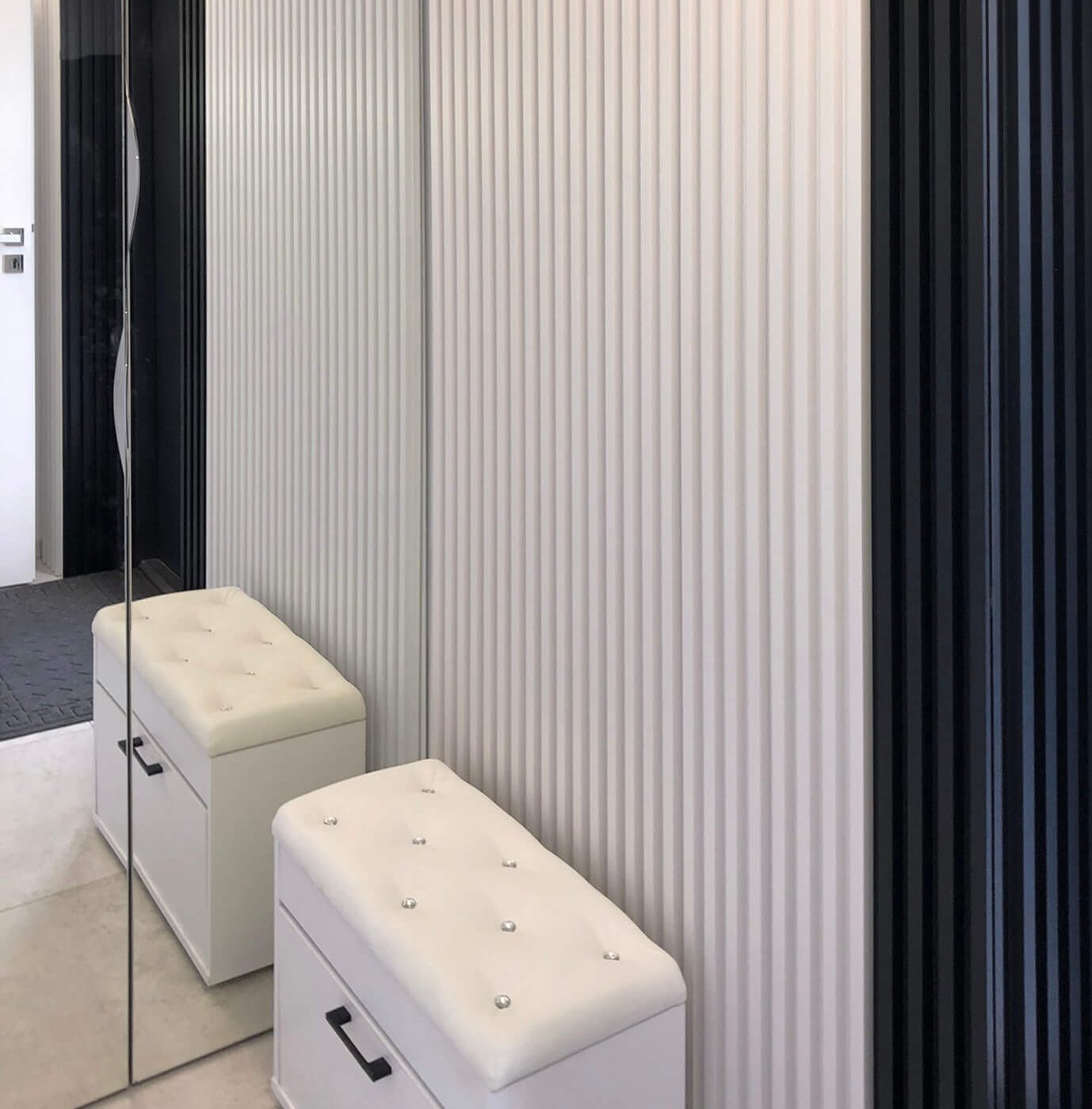 Door Cladding - Interior Slatted Wall Panels Satin Black and White